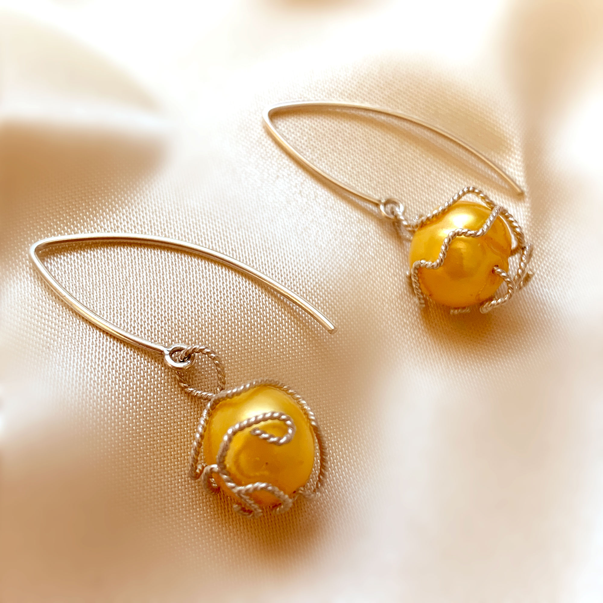 'Golden Touch' Silver Drop Earrings